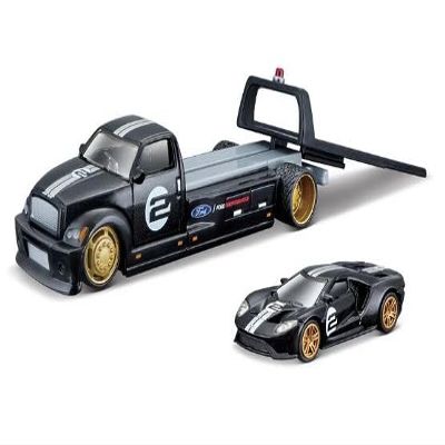 2017 GT #2 Heritage Edition with Flatbed Truck Black Elite Transport Series 1/64 Diecast Model Cars by Maisto 15108-21D
