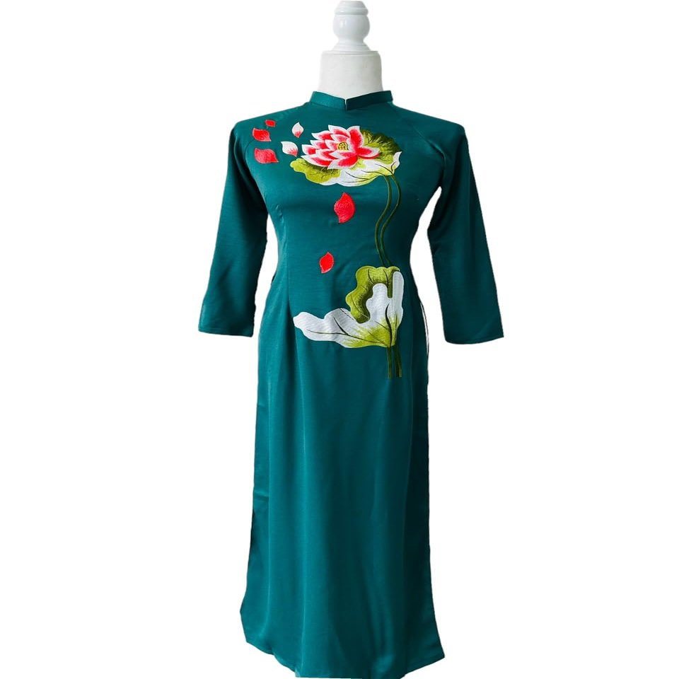 A3 Ao Dai Theu hoa sen NO pants Ao dai Vietnam Vietnamese Traditional Ao Dai For Women, Ao Dai For Women, Vietnamese Dress For Women, Ao Dai Dress For Women ao dai Tet Lunar New Year (S)