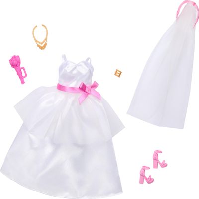 Barbie Clothes, Bridal Fashion Pack for Barbie Doll on Wedding Day, 1 Outfit with Accessories for a Complete Look