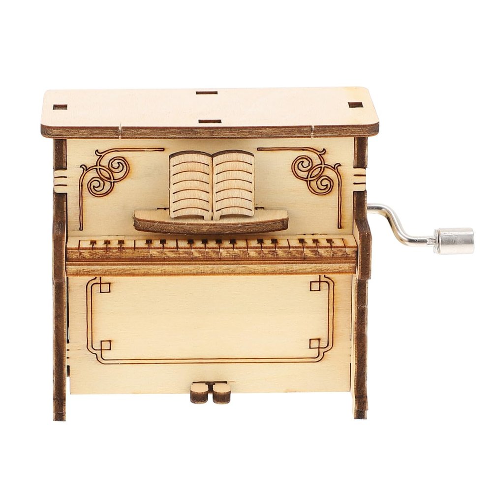 Totority DIY Piano Music Box Toy Puzzle 3D Wooden Assembly Kit Mini Manual Musical Box for Kids and Adults Educational Craft for Family Bonding and Home Display 2.83X1.54X0.1 Inches