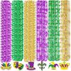 Ecation 118 Pcs Mardi Gras Beads Necklace and Pendant Set Gold Green Purple Carnival Necklace Assortment Mardi Gras Beads Bulk for Masquerade Costume Birthday Wedding Decorations Supplies view 1