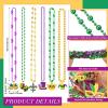 Ecation 118 Pcs Mardi Gras Beads Necklace and Pendant Set Gold Green Purple Carnival Necklace Assortment Mardi Gras Beads Bulk for Masquerade Costume Birthday Wedding Decorations Supplies view 2