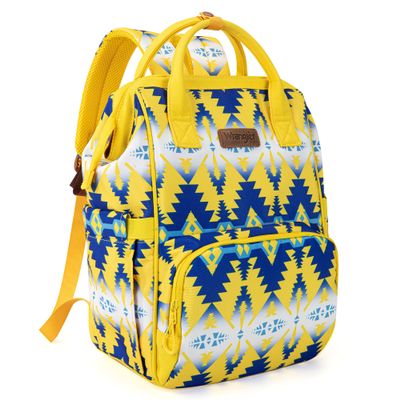 Wrangler Aztec Backpack Organized Daypack Travel Baby Bag with Stroller Strap and Side Bottle Pockets