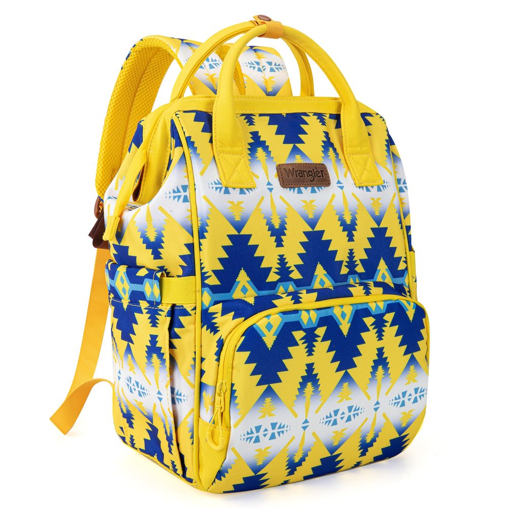 Wrangler Aztec Backpack Organized Daypack Travel Baby Bag with Stroller Strap and Side Bottle Pockets