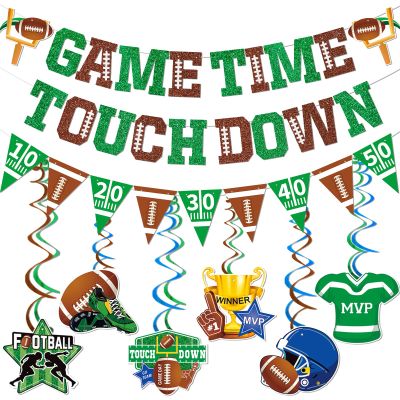 Game Time Touch Down Football Banner: Football Party Decorations for Birthday Parties Birthday & Sports Fantasy Party Decorations
