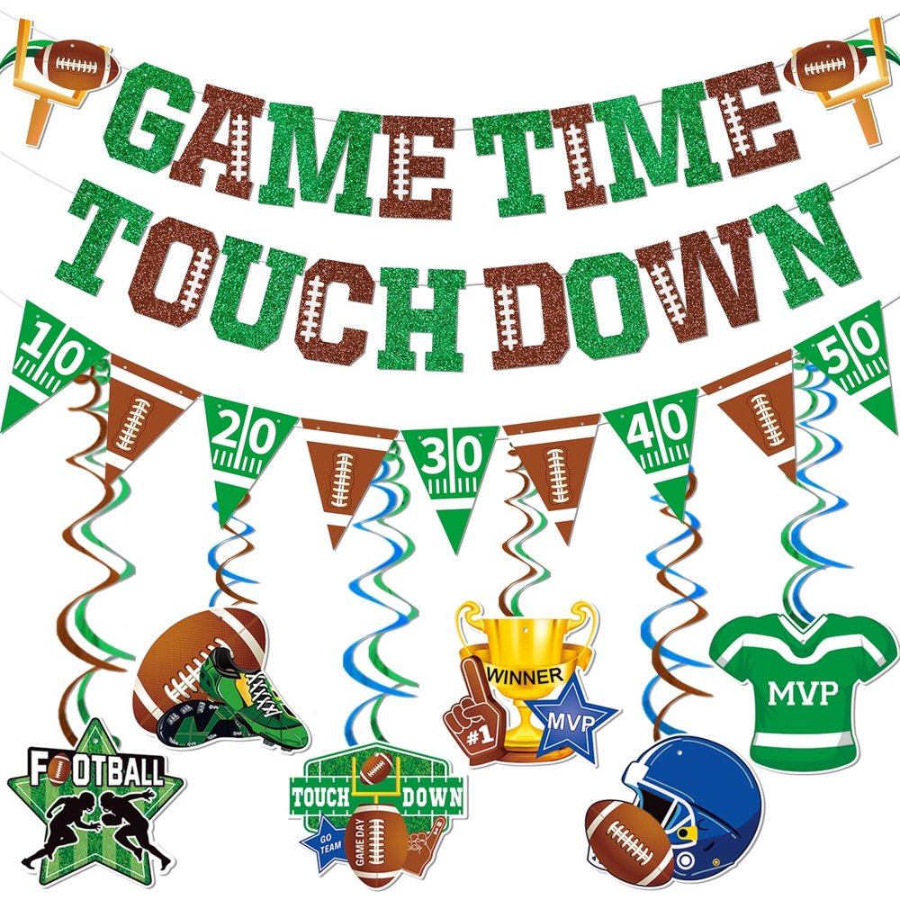 Game Time Touch Down Football Banner: Football Party Decorations for Birthday Parties Birthday & Sports Fantasy Party Decorations