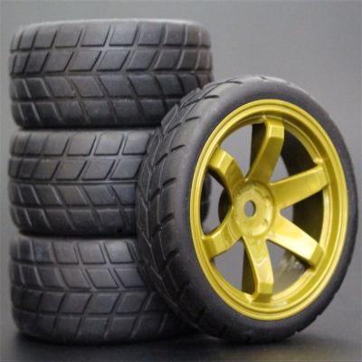 4PCS 1/10 Rubber Tire RC Racing Car Tire On Road Rim Fit for HSP HPI RC Car Part Diameter 65mm Tire 94123-94122 Modification Accessories (Color : 4)