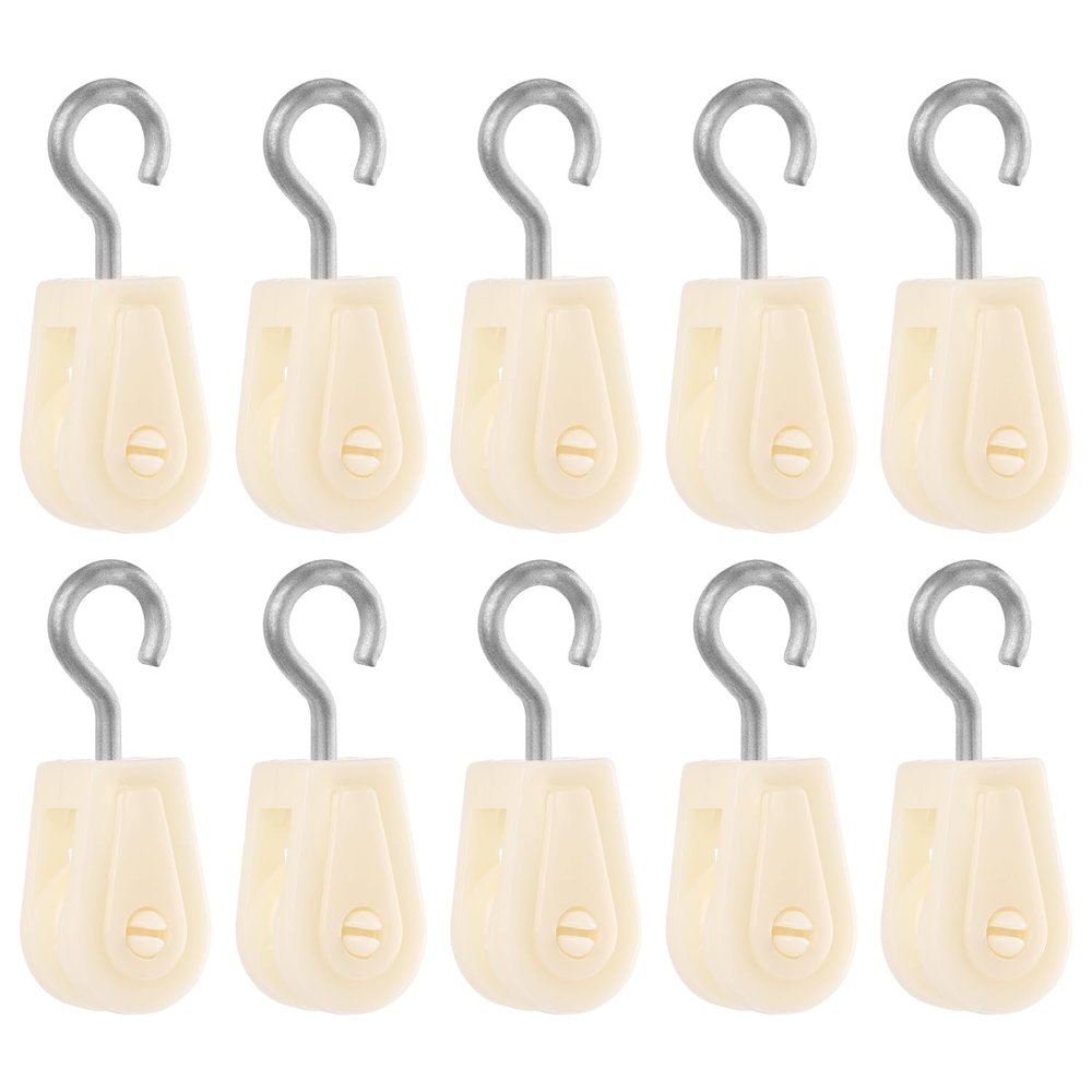 10pcs Mini Plastic Pulley Wheel, Lightweight Nylon Small Pulley Wire Rope Pulley Set Nylon Clothesline Pulley Kit for DIY Home School Cranes Pulley Frame Project