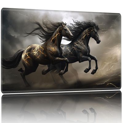 Playmat for MTG,Game Mat 27.5 x 15.74inches, Non Slip Rubber Backing TCG and Board Game Mat for Cards,Mousepad Desk Mats-Horse Lightning