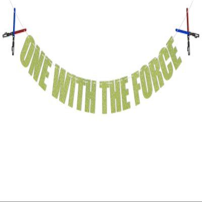 One With the Force Banner - Boy's 1st Birthday Decorations, Jedi Theme 1st Birthday Party Decorations, Green Absinthe Glitter