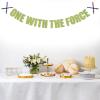 One With the Force Banner - Boy's 1st Birthday Decorations, Jedi Theme 1st Birthday Party Decorations, Green Absinthe Glitter view 2