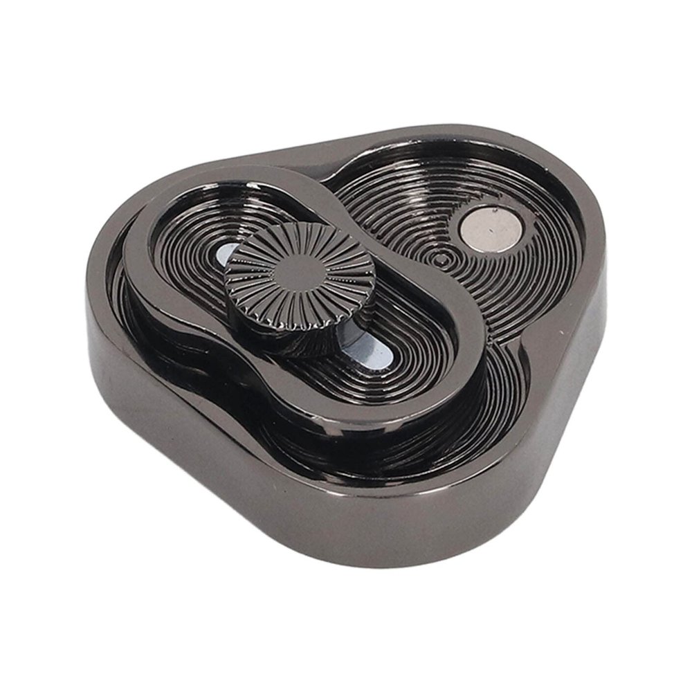 Adult Fidget, Reduce Anxiety, Stress Relief Tool, Triangle Design, Rotating Fidget Toy, Enhance Focus, Silver & Black, for Office Workers, Students, Travelers