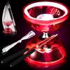 Simgoing Chinese Yoyo LED Diabolo Set Includes Colorful Diabolo Toy Light up Professional Yoyo with 2 Pieces Sticks, 1 Piece String, 1 Net Bag for Fun(Red) view 1