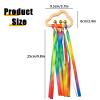 2 Pcs Rainbow Hand Ribbon Kites with Bells - Cloud Rainbow Wind Wand Hand Kite Ribbon - Wooden Sensory Educational Tool for Kids' Birthday Party Gifts view 2