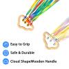 2 Pcs Rainbow Hand Ribbon Kites with Bells - Cloud Rainbow Wind Wand Hand Kite Ribbon - Wooden Sensory Educational Tool for Kids' Birthday Party Gifts view 3
