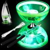 Simgoing Chinese Yoyo LED Diabolo Set Includes Colorful Diabolo Toy Light up Professional Yoyo with 2 Pieces Sticks, 1 Piece String, 1 Net Bag for Fun(Green) view 1