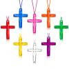 104 Pcs Crystal Cross Necklace, Plastic Cross Necklace Christian Gift Bulk Religious Party Favors Toy for Sunday School Church Easter Vacation Bible School Operation Christmas,8 Colors(Transparent Color) view 1