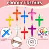 104 Pcs Crystal Cross Necklace, Plastic Cross Necklace Christian Gift Bulk Religious Party Favors Toy for Sunday School Church Easter Vacation Bible School Operation Christmas,8 Colors(Transparent Color) view 2