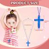 104 Pcs Crystal Cross Necklace, Plastic Cross Necklace Christian Gift Bulk Religious Party Favors Toy for Sunday School Church Easter Vacation Bible School Operation Christmas,8 Colors(Transparent Color) view 3