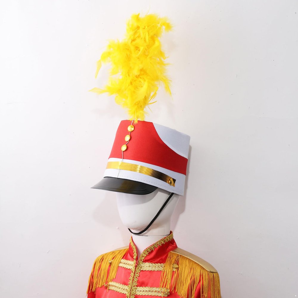 Alvivi Drum Major Soldier Nutcrackers Teen Adult Halloween Cosplay Party Marching Band Feather BA One Size Hat