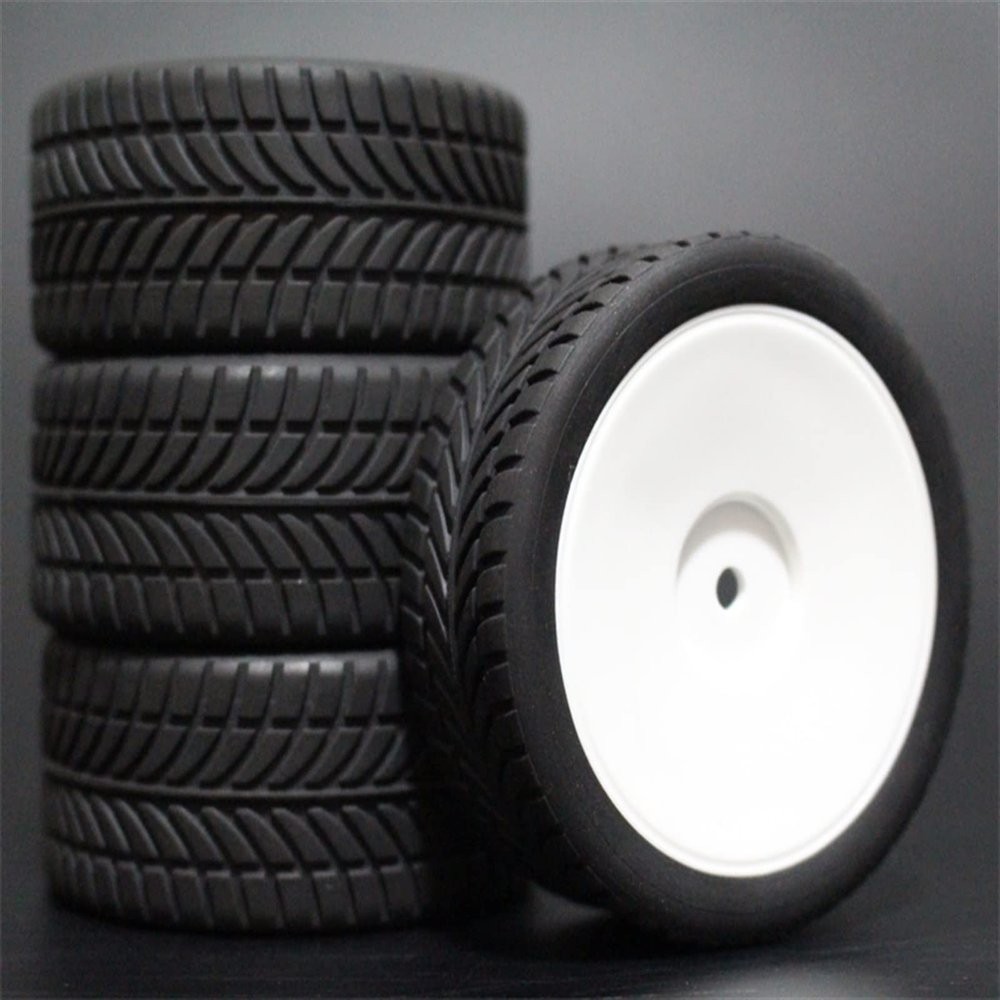 4PCS 1/10 Rubber Tire RC Racing Car Tire On Road Rim Fit for HSP HPI RC Car Part Diameter 65mm Tire 94123-94122 Modification Accessories (Color : 2)