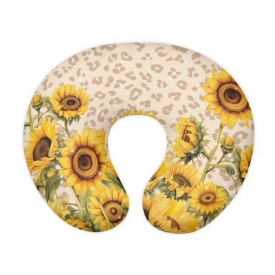 GOSTONG Polyester Nursing Pillow Cover Polyester Fabric Lightweight U-Shaped Feeding Pillow Covers Soft Nursing Pillow Case Hidden Zipper Design with Sunflower Leopard