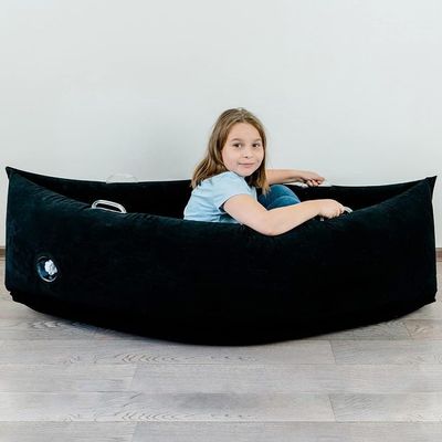 EVith Inflatable Boat Couch, Large Portable Couch for Children, Small Playground for Children. Can be Used for Children line up Family Entertainment, Outdoor Sports,Gift for Children. (Black)