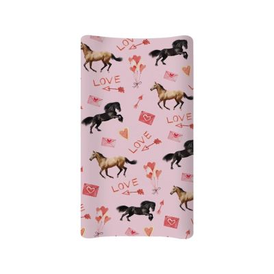Psesaysky Horse Valentine Changing Table Cover Washable Breathable Changing Pad Cover Waterproof Nursery Pad Change Cover Valentine Decor Comfy Cozy Cradle Sheets