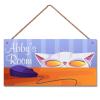 Personalized Sign, Cute Cat Sign, Cat and Mouse Wall Decor Custom Name Door for Kids Room Floral Nursery Art Plate For Boys Room Girls Bedroom Little Man Cave view 1
