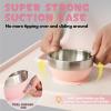 MR. CHOU Baby Suction Bowl Set with Spoon & Fork, Double-Layer 18/8 Stainless Steel Toddler Bowls with BPA Free Airtight Lid, Food Grade Infant Self-Feeding Bowl, First Stage Led Weaning Supplies Pink view 4
