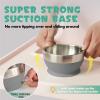 MR. CHOU Baby Bowl Set with Spoon & Fork, Insulated Double-Layer 18/8 Stainless Steel Toddler Bowls with Silicone Suction Cup & BPA Free Airtight Lids, Food Grade Infant Self-Feeding Bowl, Gray view 4