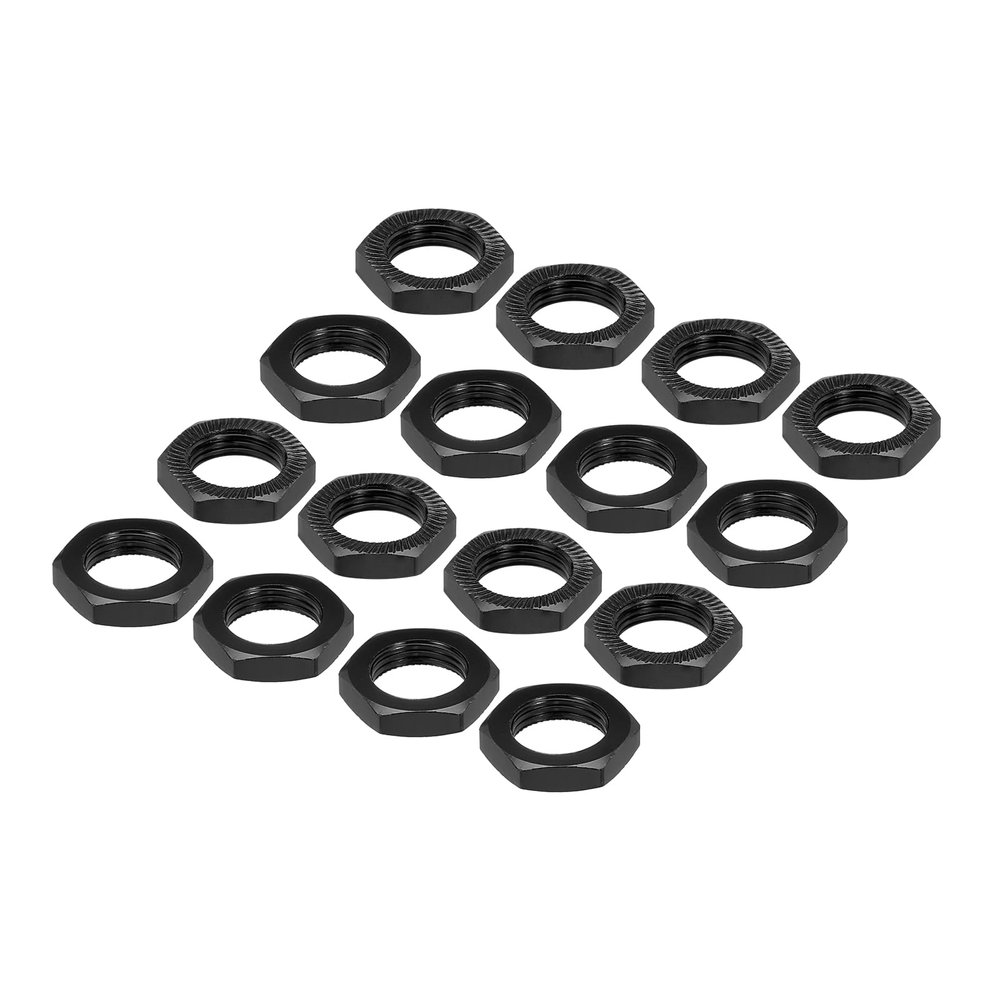 MECCANIXITY Aluminum 17mm RC Wheel Nut Thread M12x1.0mm Hex Wheel Nuts for 1/8 RC Model Car Trucks Off Road Car Upgraded Parts Pack of 16 (Black)