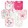 2ooya 7Pcs Cotton Waterproof Baby Bibs Adjustable Hook Loop Closure Infant Bib Pink Floral Newborn Babies Food Bibs Keepsake Baby Gift for 6-12 Months Baby Girl Teething Drooling Feeding Eating view 1