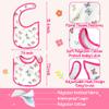 2ooya 7Pcs Cotton Waterproof Baby Bibs Adjustable Hook Loop Closure Infant Bib Pink Floral Newborn Babies Food Bibs Keepsake Baby Gift for 6-12 Months Baby Girl Teething Drooling Feeding Eating view 2
