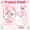 2ooya 7Pcs Cotton Waterproof Baby Bibs Adjustable Hook Loop Closure Infant Bib Pink Floral Newborn Babies Food Bibs Keepsake Baby Gift for 6-12 Months Baby Girl Teething Drooling Feeding Eating view 3