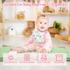 2ooya 7Pcs Cotton Waterproof Baby Bibs Adjustable Hook Loop Closure Infant Bib Pink Floral Newborn Babies Food Bibs Keepsake Baby Gift for 6-12 Months Baby Girl Teething Drooling Feeding Eating view 4