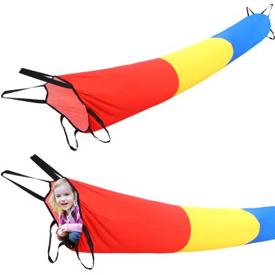 Simgoing Sensory Compression Play Tunnel 12 Ft Calm Sensory Tunnel Crawl Resistance Tube for Outdoor Indoor Tent Autism Toys Game Concept Tools for Relax Reduce Anxiety (Red Yellow Blue)