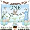 One Lucky Duck Birthday Decorations Mallard Duck 1st Birthday Decorations for One Year Old Boy Girl One Lucky Duck Backdrop Banner Cake Toppers Duck Hunting Farm Animal First Bday Party Supplies view 1