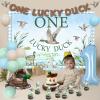 One Lucky Duck Birthday Decorations Mallard Duck 1st Birthday Decorations for One Year Old Boy Girl One Lucky Duck Backdrop Banner Cake Toppers Duck Hunting Farm Animal First Bday Party Supplies view 4