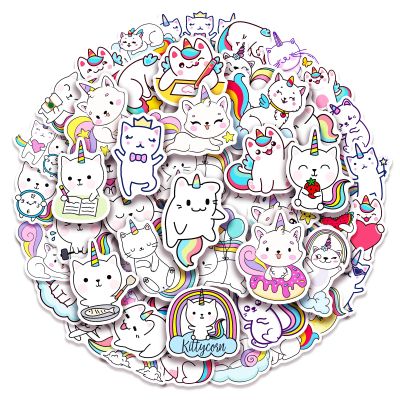 100 Pack Caticorn Stickers, Cat Unicorn Party Favors, Birthday Decorations