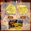 LVYOUIF 100 PCS Pirate Gold Coins Plastic Play Treasure Coins Pirate Treasure Fake Kids Toy Coins Bulk St.Patrick's Coin for Pirate Party Pirate Tokens Coins Toy Irregular Gold view 2