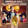 LVYOUIF 100 PCS Pirate Gold Coins Plastic Play Treasure Coins Pirate Treasure Fake Kids Toy Coins Bulk St.Patrick's Coin for Pirate Party Pirate Tokens Coins Toy Irregular Gold view 3
