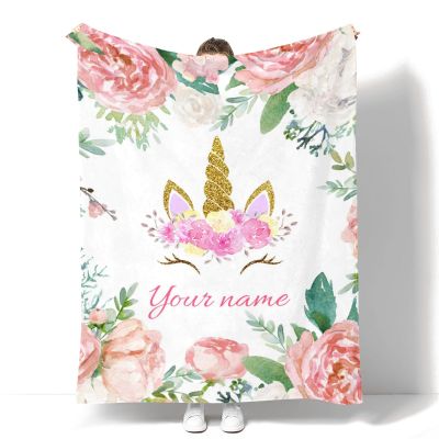 ANSXINDA Personalized Baby Blanket for Girls with Name,Custom Unicorn Blanket, Christmas Birthday Gift for Infant Newborn Toddler, Customized Kid Name Blanket Soft Fleece Blanket, 50"x60"