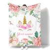 ANSXINDA Personalized Baby Blanket for Girls with Name,Custom Unicorn Blanket, Christmas Birthday Gift for Infant Newborn Toddler, Customized Kid Name Blanket Soft Fleece Blanket, 50"x60" view 1