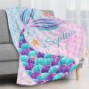 ANSXINDA Personalized Baby Blanket for Girls with Name,Custom Mermaid Blanket, Christmas Birthday Gift for Infant Newborn Toddler, Customized Kid Name Blanket Soft Fleece Blanket, 50"x60" view 2