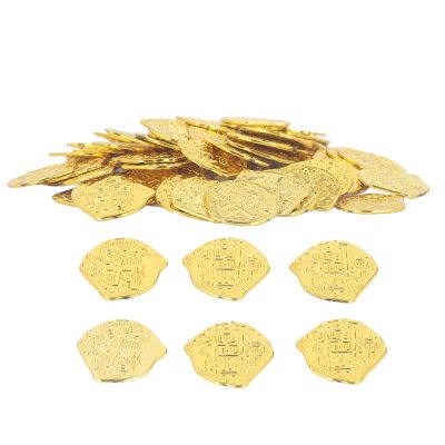 JTLB 100pcs Pirate Coins Decoration High Simulation Special Patterns Festival Decorative Coins for Halloween Party (Gold)