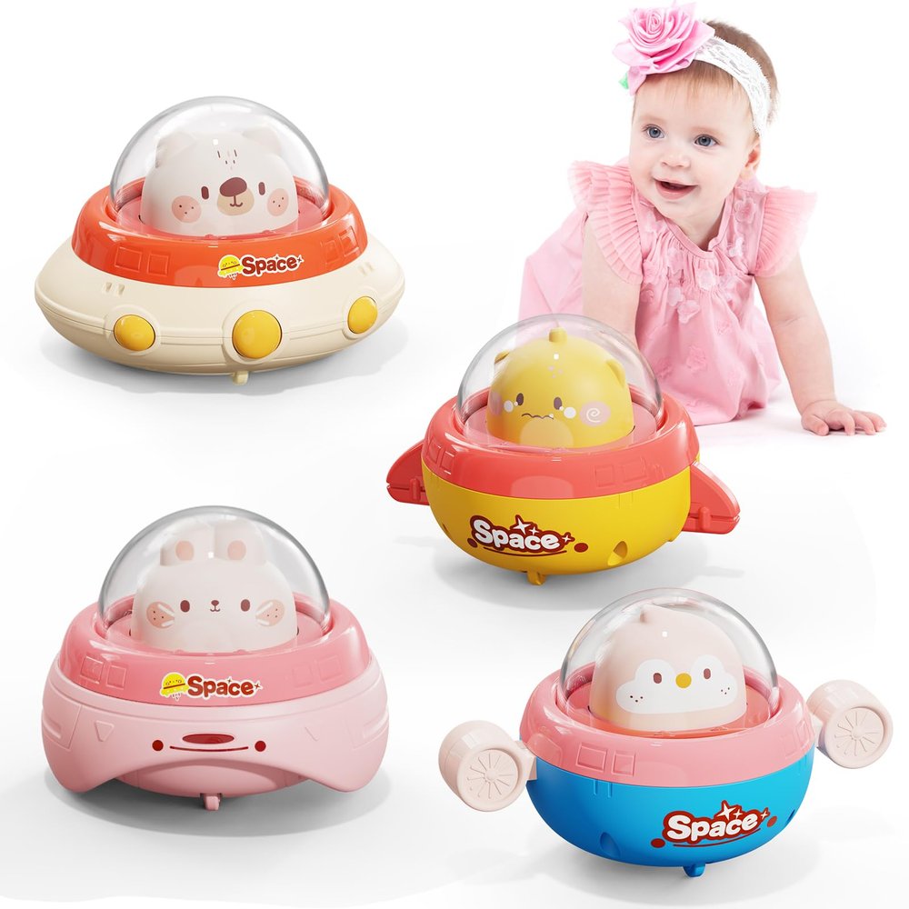 NUMBERFUN 4PCS Animal Cars Toddler Toys,Baby Toys 1 Year Old,Press and Go Car 1 Year Old Girl Toys,Baby Valentines Day Gifts Toys for 1 2 Year Old Girls