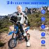 24V 7AH Kids Ride on Dirt Bike, 250W Strong Motor 13.6MPH Fast Speed Electric Off-Road Motorcycle, Leather Seat Dirt Bike, Chain-Driven, Metal Suspension, Air-Filled Tires, Blue view 2