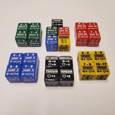Battletech Alpha Strike Movement & Special Stat Modifier 25 Dice Bundle: Color Coded Walk Run Jump Sprint and Special Modifier Dice