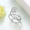 qielizhu Skull Ring 925 Sterling Silver Skull Ring Anxiety Relief Rings Anti Anxiety Stress Ring with Bead Spinner Rings Jewelry Gifts for Women (8) view 3